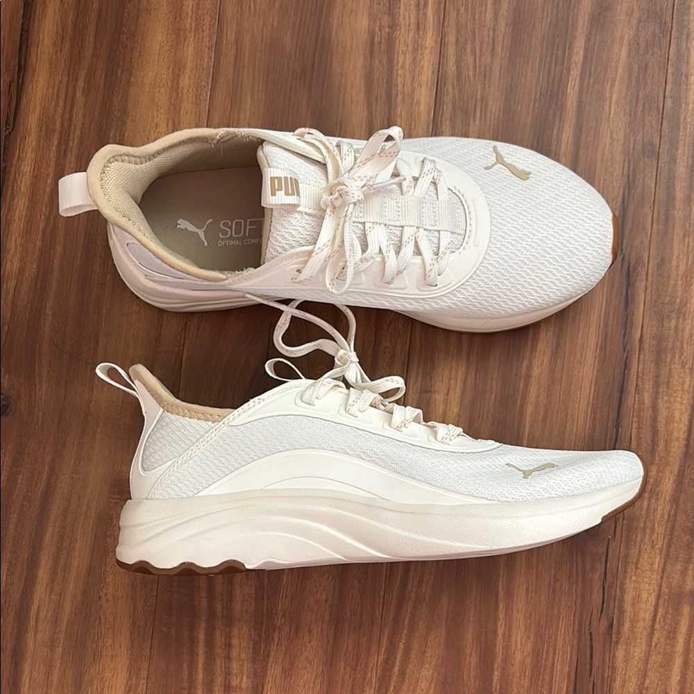 Puma Cream and White Athletic Shoes